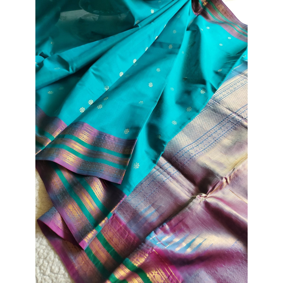 Women Pure Sico Gadwal Saree Handloom Festive Ethnic Royal Designer - Picture 11 of 16